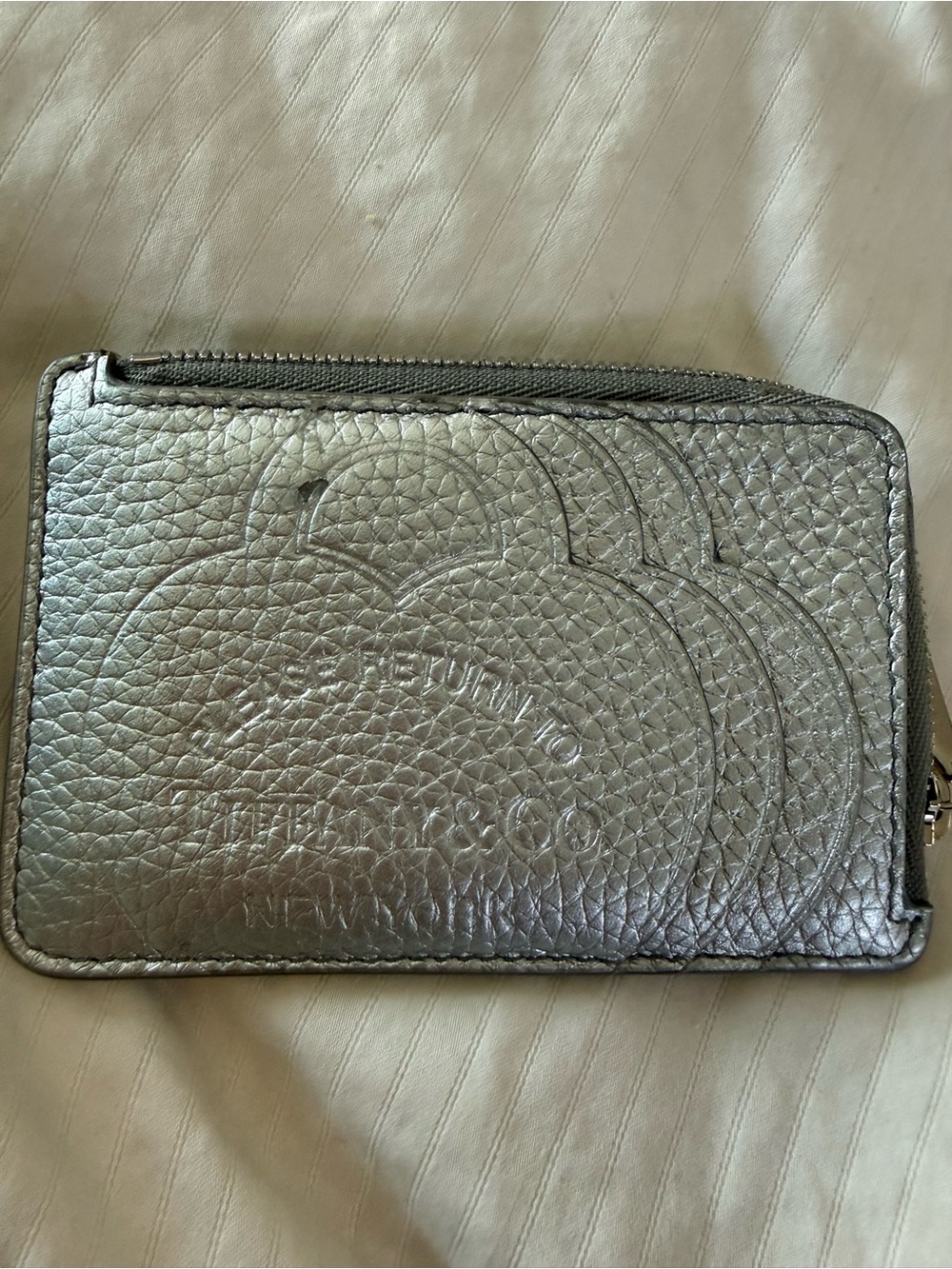 Tiffany & Co. Metallic Silver Zip Card Case